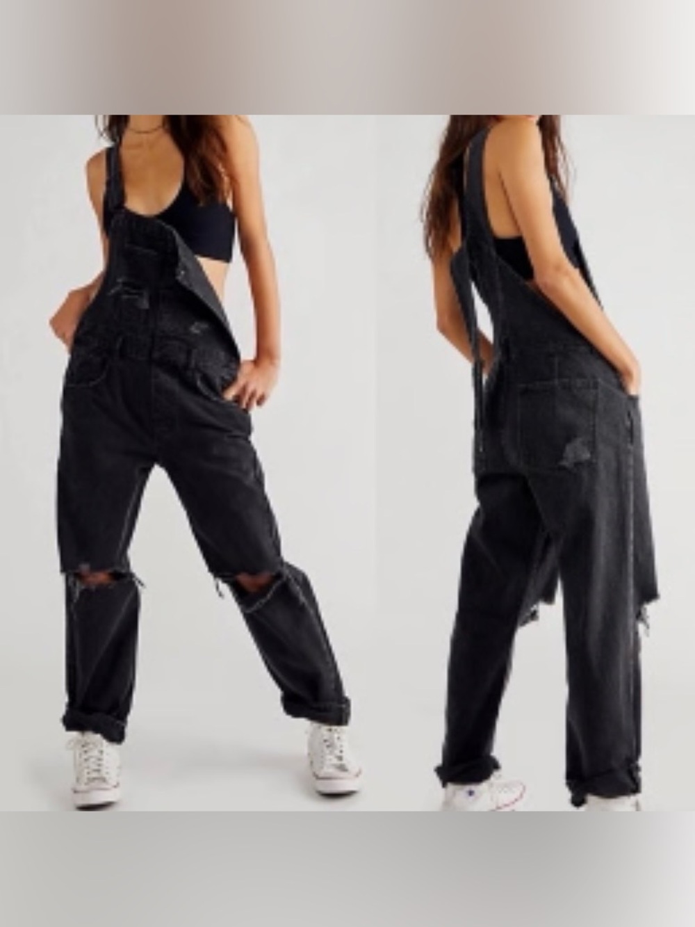 We The Free Ziggy Distressed Denim Overalls - Women's